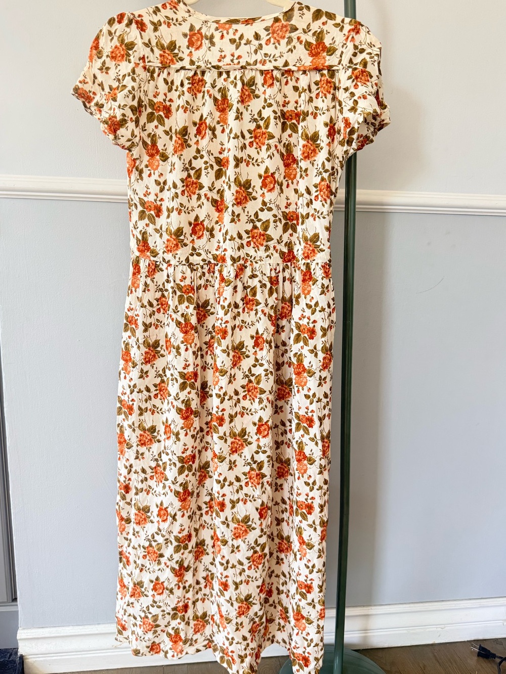 Christy Dawn Cream Dress with Rust Rose Print - Picture 3 of 4